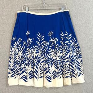 Vtg Etcetera 100% Silk Skirt Size 12 Floral Elevated Career Party Cerulean